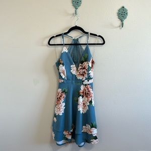 Emerald Sundae Blue Floral Dress, Large